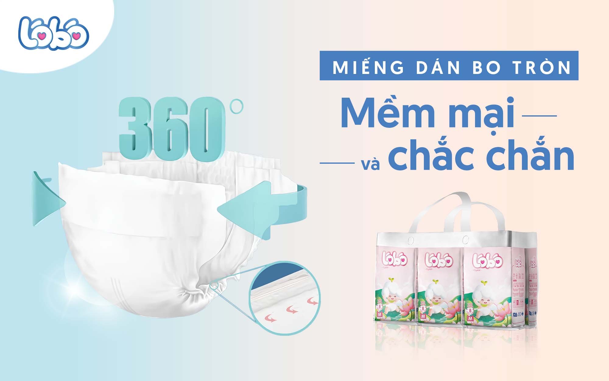 Miếng dán Lobo Crystal mềm mại, chắc chắn, bo tròn nâng niu làn da bé