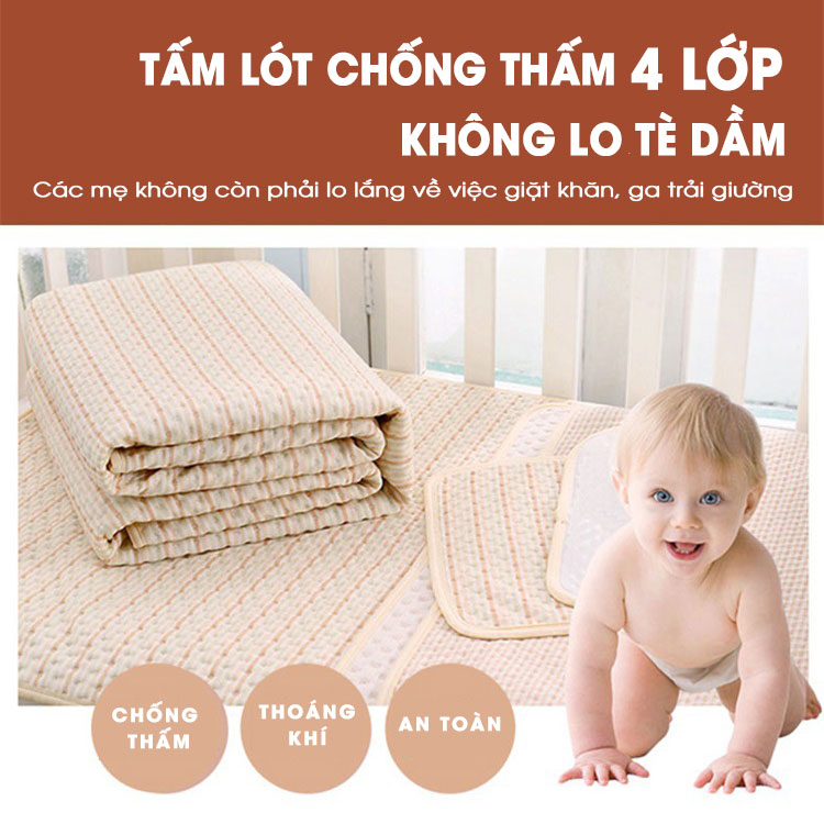 Cách dung tấm lót chống thấm trẻ sơ sinh 4 lớp