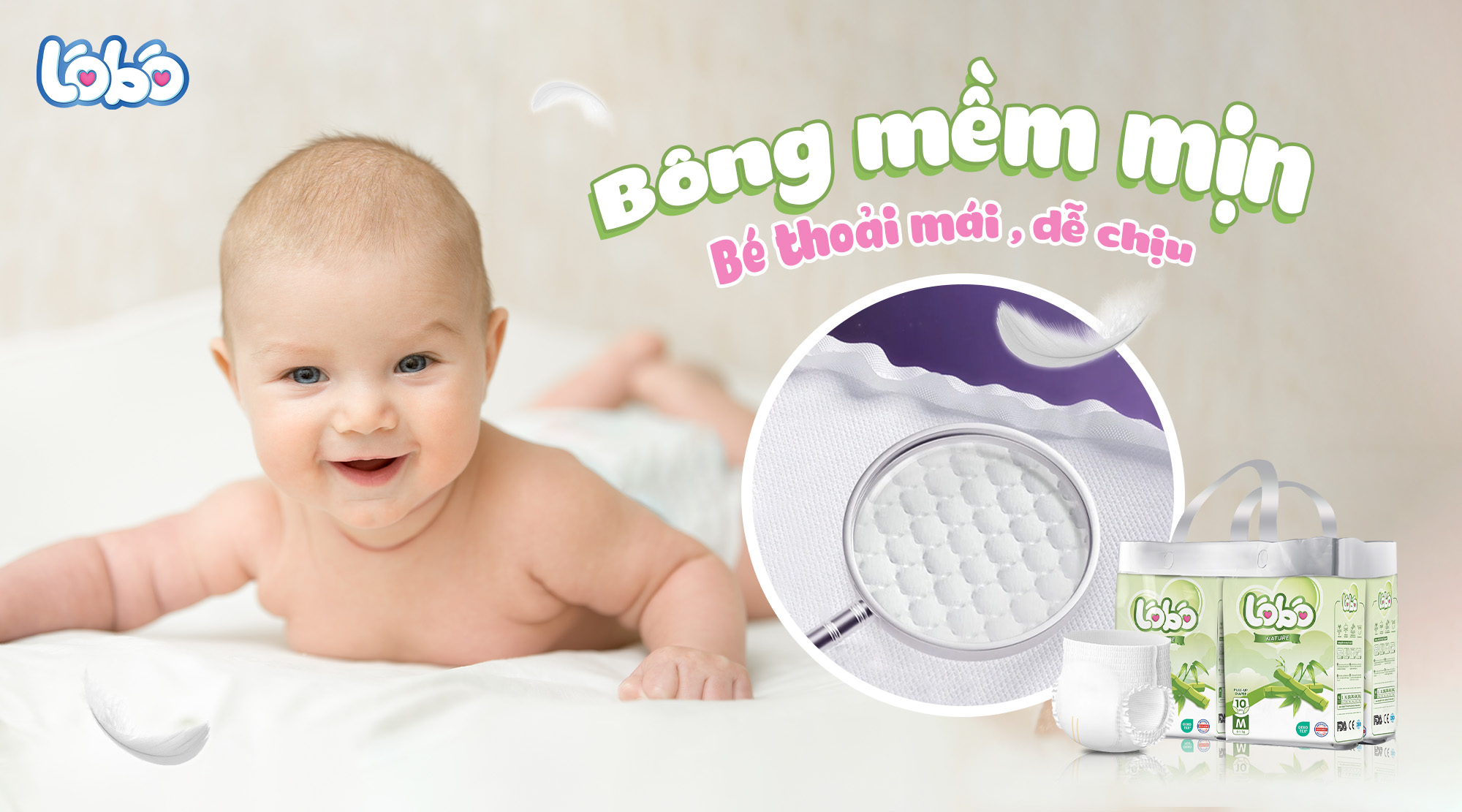 Bông mềm mịn, giúp bé luôn cảm thấy thoải mái và dễ chịu