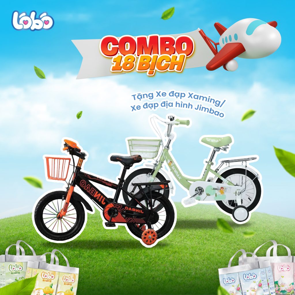 Mua 18 bịch bỉm Lobo bất kỳ - Tặng Xe đạp Xaming / Xe đạp địa hình Jimbao